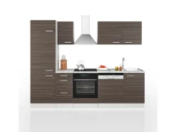 Best Vicco Optima Küchenzeile /Weiß 270 cm ohne Arbeitsplatte mit LED-LeistenOptima ohne E-Geräte Edelgrau
