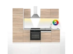 Sale Vicco Optima Küchenzeile Sonoma 270 cm ohne Arbeitsplatte mit LED-LeistenOptima ohne E-Geräte Sonoma Eiche
