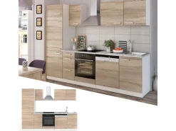Sale Vicco Optima Küchenzeile Sonoma 270 cm ohne Arbeitsplatte mit LED-LeistenOptima ohne E-Geräte Sonoma Eiche