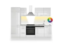 Vicco Optima Küchenzeile 270 cm ohne Arbeitsplatte mit LED-LeistenOptima ohne E-Geräte< Winkelküchen|Herde