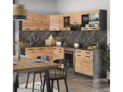 Vicco Rick Eckküche Anthrazit/Goldkraft Eiche 267 x 167 cm AP SchwarzRick ohne E-Geräte< Winkelküchen|Herde