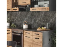 Vicco Rick Eckküche Anthrazit/Goldkraft Eiche 267 x 167 cm AP SchwarzRick ohne E-Geräte< Winkelküchen|Herde