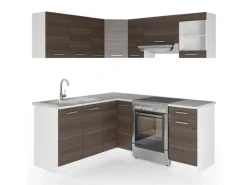 New Vicco Rick Eckküche Weiß/ 187 x 167 cm AP MarmorRick ohne E-Geräte Edelgrau