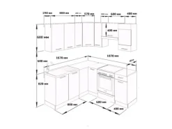 New Vicco Rick Eckküche Weiß/ 187 x 167 cm AP MarmorRick ohne E-Geräte Edelgrau