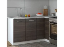 New Vicco Rick Eckküche Weiß/ 187 x 167 cm AP MarmorRick ohne E-Geräte Edelgrau