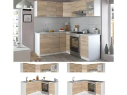 Vicco Rick Eckküche Weiß/Sonoma 187 x 167 cm AP MarmorRick ohne E-Geräte Sonoma-Weiß