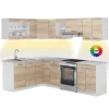 Best Vicco Rick Eckküche Weiß/Sonoma 247 x 167 cm AP Marmor mit LED-LeistenRick ohne E-Geräte