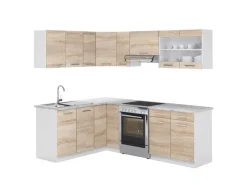 New Vicco Rick Eckküche Weiß/Sonoma 227 x 167 cm AP MarmorRick ohne E-Geräte