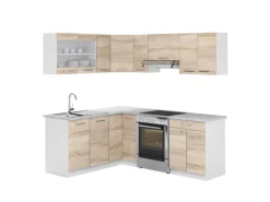 Vicco Rick Eckküche Weiß/Sonoma 207 x 167 cm AP MarmorRick ohne E-Geräte< Winkelküchen|Einbauküchen
