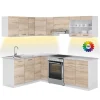 Online Vicco Rick Eckküche Weiß/Sonoma 227 x 167 cm AP Marmor mit LED-LeistenRick ohne E-Geräte
