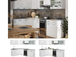 Vicco Rick Eckküche / Hochglanz 267 x 167 cm AP MarmorRick ohne E-Geräte< Winkelküchen