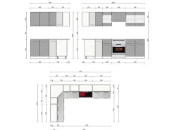 Vicco Rick Eckküche / Hochglanz 267 x 167 cm AP MarmorRick ohne E-Geräte< Winkelküchen