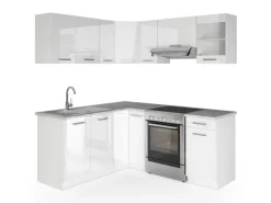 Vicco Rick Eckküche / Hochglanz 187 x 167 cm AP MarmorRick ohne E-Geräte< Winkelküchen