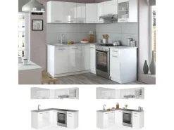 Vicco Rick Eckküche / Hochglanz 187 x 167 cm AP MarmorRick ohne E-Geräte< Winkelküchen