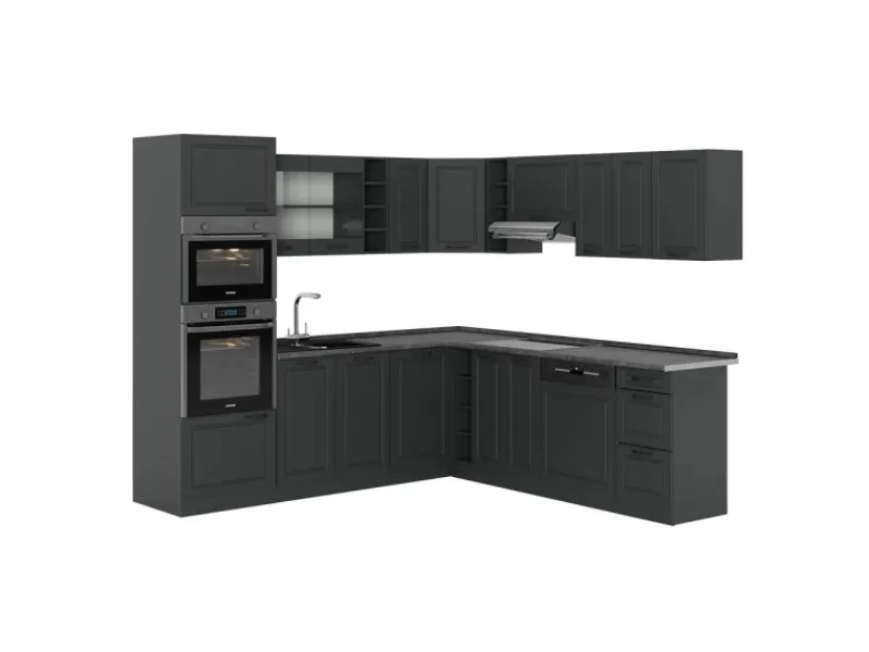 Vicco R-Line Eckküche Landhaus/ 237 x 247 cm AP ohne E-Geräte< Winkelküchen