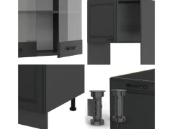 Vicco R-Line Eckküche Landhaus/ 237 x 247 cm AP ohne E-Geräte< Winkelküchen