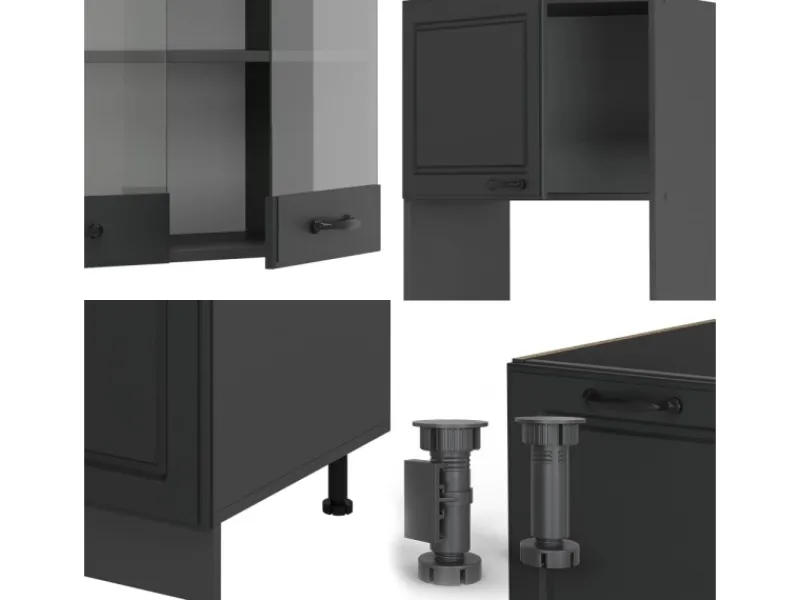 Vicco R-Line Eckküche Landhaus/ 237 x 247 cm AP ohne E-Geräte< Winkelküchen