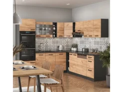 New Vicco R-Line Eckküche Anthrazit/Goldkraft 237 x 247 cm AP Anthrazit ohne E-Geräte Eiche