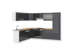 Vicco R-Line Eckküche /Weiß 227 x 287 cm AP Eiche ohne E-Geräte< Winkelküchen