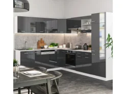 Vicco R-Line Eckküche /Weiß 227 x 287 cm AP Eiche ohne E-Geräte< Winkelküchen