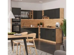 Vicco R-Line Eckküche Anthrazit Landhaus/Goldkraft Eiche 237 x 247 cm AP Anthrazit ohne E-Geräte< Winkelküchen|Einbauküchen
