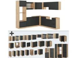 Vicco R-Line Eckküche Anthrazit Landhaus/Goldkraft Eiche 237 x 247 cm AP Anthrazit ohne E-Geräte< Winkelküchen|Einbauküchen
