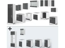 Outlet Vicco R-Line Eckküche /Weiß 227 x 287 cm ohne Arbeitsplatte ohne E-Geräte Anthrazit Hochglanz