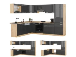 Vicco R-Line Eckküche /Goldkraft Eiche 227 x 287 cm ohne Arbeitsplatte ohne E-Geräte< Winkelküchen