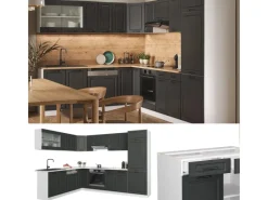 Winkelküchen|Einbauküchen<Vicco R-Line Eckküche Anthrazit Landhaus/Weiß 227 x 287 cm ohne Arbeitsplatte ohne E-Geräte
