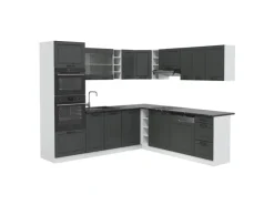 Küchenregale|Winkelküchen<Vicco R-Line Eckküche Anthrazit Landhaus/Weiß 237 x 60 cm ohne Arbeitsplatte ohne E-Geräte