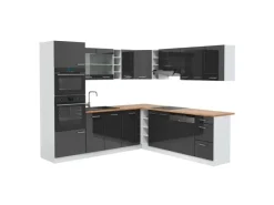 Vicco R-Line Eckküche /Weiß 237 x 247 cm AP Eiche ohne E-Geräte< Winkelküchen