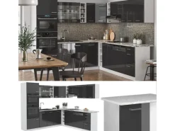 Vicco R-Line Eckküche /Weiß 237 x 247 cm AP Eiche ohne E-Geräte< Winkelküchen