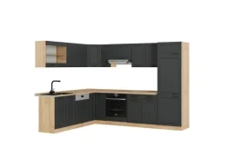 Discount Vicco R-Line Eckküche Anthrazit Landhaus/Goldkraft Eiche 227 x 287 cm AP Eiche ohne E-Geräte Anthrazit Struktur
