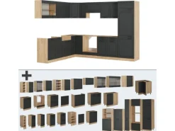 Vicco R-Line Eckküche Anthrazit Landhaus/Goldkraft Eiche 227 x 287 cm AP Anthrazit ohne E-Geräte< Winkelküchen