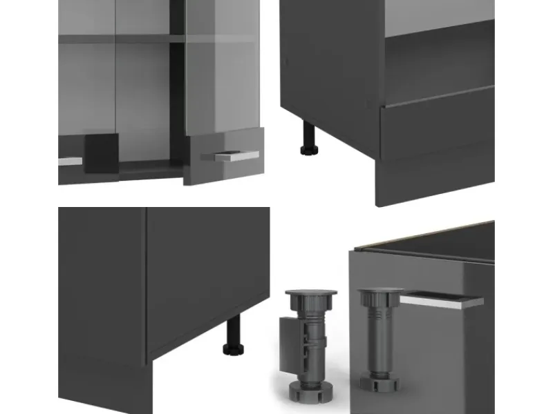 Online Vicco R-Line Eckküche Hochglanz/ 227 x 287 cm AP ohne E-Geräte Anthrazit
