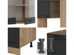 Online Vicco R-Line Eckküche Anthrazit Landhaus/Goldkraft Eiche 237 x 247 cm AP Eiche ohne E-Geräte Anthrazit Struktur