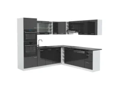 Winkelküchen|Küchenrückwände<Vicco R-Line Eckküche /Weiß 237 x 247 cm AP Anthrazit ohne E-Geräte