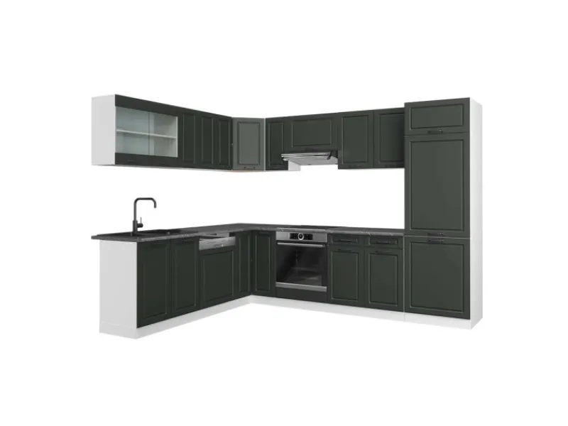 Vicco R-Line Eckküche Anthrazit Landhaus/Weiß 227 x 287 cm AP Anthrazit ohne E-Geräte< Winkelküchen|Kücheninseln