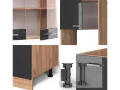 Vicco R-Line Eckküche /Goldkraft Eiche 237 x 247 cm AP Eiche ohne E-Geräte< Winkelküchen|Kochfelder