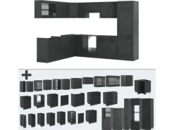 Vicco R-Line Eckküche Landhaus/ 227 x 287 cm AP ohne E-Geräte< Winkelküchen