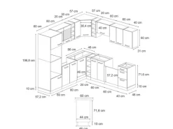 Vicco R-Line Eckküche Landhaus/ 237 x 247 cm AP Marmor ohne E-Geräte< Winkelküchen|Einbauküchen