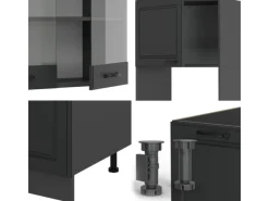Vicco R-Line Eckküche Landhaus/ 237 x 247 cm AP Marmor ohne E-Geräte< Winkelküchen|Einbauküchen