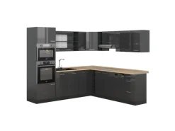 Vicco R-Line Eckküche Hochglanz/ 237 x 247 cm AP Eiche ohne E-Geräte< Winkelküchen|Einbauküchen