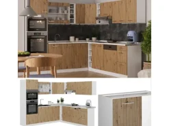 Winkelküchen<Vicco R-Line Eckküche /Weiß 237 x 247 cm ohne Arbeitsplatte ohne E-Geräte