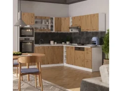 Winkelküchen<Vicco R-Line Eckküche /Weiß 237 x 247 cm ohne Arbeitsplatte ohne E-Geräte