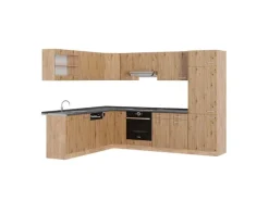 Winkelküchen|Einbauküchen<Vicco R-Line Eckküche Artisan-Eiche/Goldkraft Eiche 227 x 287 cm AP Anthrazit ohne E-Geräte