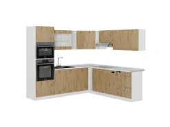 Vicco R-Line Eckküche /Weiß 237 x 247 cm AP Marmor ohne E-Geräte< Winkelküchen|Einbauküchen
