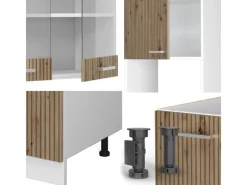 Vicco R-Line Eckküche /Weiß 237 x 247 cm AP Marmor ohne E-Geräte< Winkelküchen|Einbauküchen