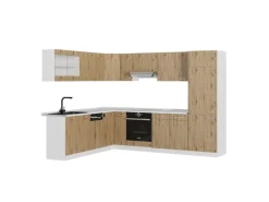 Vicco R-Line Eckküche /Weiß 227 x 287 cm AP Marmor ohne E-Geräte< Herde|Kühlschränke