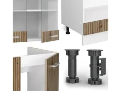Vicco R-Line Eckküche /Weiß 227 x 287 cm AP Marmor ohne E-Geräte< Herde|Kühlschränke